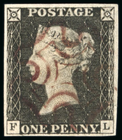 Stamp of Great Britain » 1840 1d Black and 1d Red plates 1a to 11 1840 1d. black, pl.2, FL, good to large margins all