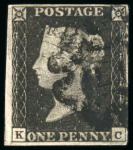 Stamp of Great Britain » 1840 1d Black and 1d Red plates 1a to 11 1840 1d. black, pl.2, KC, good to large margins all