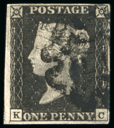 Stamp of Great Britain » 1840 1d Black and 1d Red plates 1a to 11 1840 1d. black, pl.2, KC, good to large margins all