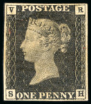 Stamp of Great Britain » Officials 1840 VR 1d. black, SH (re-entry), a fine "unused" example