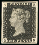 Stamp of Great Britain » Officials 1840 VR 1d. black, OK, unused without gum, good to