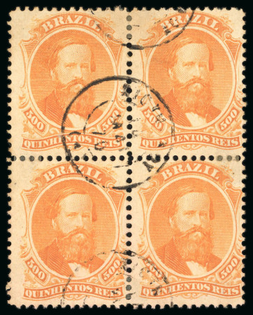 Stamp of Brazil » 1866-83 Dom Pedro » 1866 "Black Beard" Issue 1866, 500r orange, two blocks of four of great freshnessand
