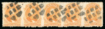 Stamp of Brazil » 1866-83 Dom Pedro » 1866 "Black Beard" Issue 1866, 500r orange, a remarkable strip of five used