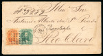 Stamp of Brazil » 1866-83 Dom Pedro » 1866 "Black Beard" Issue 1866, 100r green, type IV, die III, double partial impression on cover, together with 500r