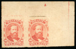 Stamp of Brazil » 1866-83 Dom Pedro » 1876 Roulette "Black Beard" Issue 1876, 10r vermilion, horizontal pair mint with plate number