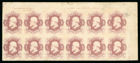 Stamp of Brazil » 1866-83 Dom Pedro » 1876 Roulette "Black Beard" Issue 1876, 20r brown lilac, the extraordinary horizontal mint block of 12