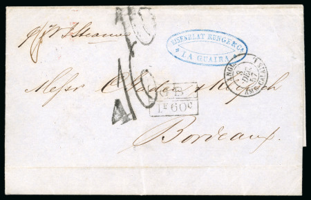 Stamp of Venezuela » Maritime Postal History 1857 (Nov 4) Entire letter from La Guaira to Bordeaux