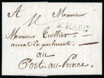 Stamp of Haiti 1785 (Feb 15) incoming entire from France to Port-au-Prince, with very fine strike of the "St. MARC" entry hs