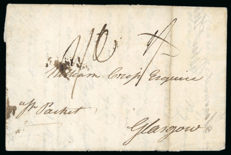 Stamp of Grenada 1791 (Jan 3) entire datelined "Montreuil" sent to Scotland, reverse with fine "GRENADA" around Crown hs