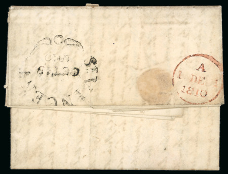 Stamp of St. Vincent 1810 (Oct 15) entire from St. Vincent to England with large and clear "St. VINCENT" fleuron ds