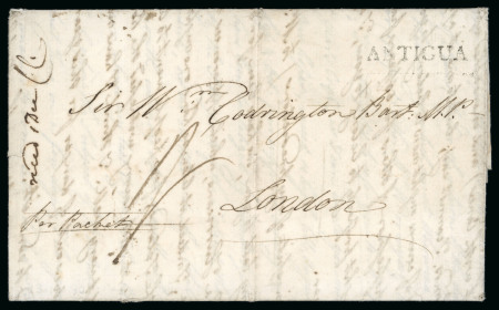 Stamp of Antigua & Barbuda 1790 (Oct 13) entire from Antigua to London (Codrington