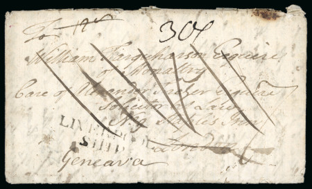 Stamp of Grenada 1792 (Mar 4) entire from Grenada to England, redirected to Switzerland.