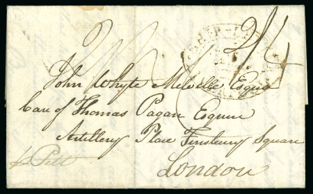 Stamp of Dominica 1812 (May 23) entire from Dominica to London, carried by warship "Pitt"