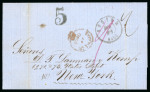 Stamp of Danish West Indies 1861 (Apr 16) entire from Dominican Republic, sent via St. Thomas with the rare framed "No. / DETAINED FOR POSTAGE"