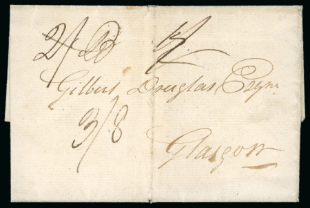 Stamp of Grenada 1795 (Mar 23) wrapper from Grenada to Scotland, reverse
