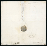 Stamp of St. Lucia 1838 entire from Castries to France, with "MARTINIQUE" hs, disinfected