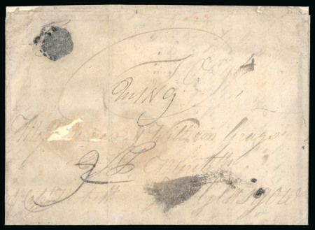 Stamp of Barbados 1732 (Sep 7) entire from Barbados to Scotland, endorsed "p Capt. Nisbett"
