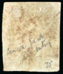 Stamp of Great Britain » 1841 1d Red 1841 1d red-brown pl.75 LK showing the "Union Jack" re-entry, used