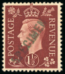 Stamp of Great Britain » King George VI 1937-39 KGVI 1/2d, 1 1/2d, 2d, 2 1/2d and 8d with "SPECIMEN" handstamps in green by the Portuguese Colonial Postal Administration
