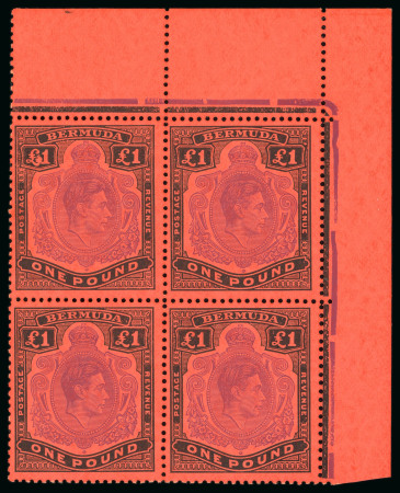 Stamp of Bermuda 1938-53 KGVI £1 violet & black on scarlet paper showing