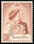 Stamp of Dominica 1948 KGVI Royal Silver Wedding 10s with "SPECIMEN" perfin