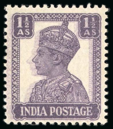 Stamp of India » 1855-1946 De La Rue and later Crown Colony Issues 1940-43, 1 1/2a dull violet, litho printing, with variety double printing caused by blanket offset