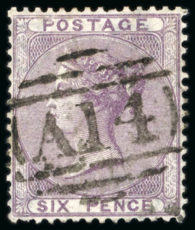 Stamp of Trinidad and Tobago » Tobago 1858-60 GB 6d lilac with superb strike of the "A14" numeral