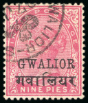 Stamp of Indian States » Gwalior India - Convention States, Gwalior, 1885-91, two finished