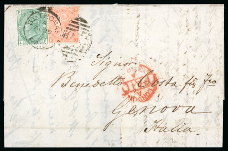 Stamp of Great Britain » British Post Offices Abroad Danish West Indies: 1875 (Aug 28) wrapper from St. Thomas to Italy with 4d vermilion & 1s green