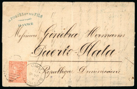 Stamp of Great Britain » British Post Offices Abroad Danish West Indies: 1875 (Jan 16) wrapper from St. Thomas to Dominican Republic with 1865-73 4d vermilion 