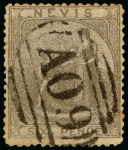 Stamp of St. Kitts-Nevis St. Kitts-Nevis - 1876, 6d group of five, including