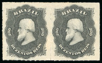 Stamp of Brazil » 1866-83 Dom Pedro » 1876 Roulette "Black Beard" Issue 1876, 200r black, two pairs unused, of which one rarely