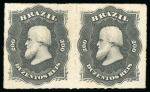 Stamp of Brazil » 1866-83 Dom Pedro » 1876 Roulette "Black Beard" Issue 1876, 200r black, two pairs unused, of which one rarely