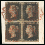 Stamp of Great Britain » 1840 1d Black and 1d Red plates 1a to 11 Forgery: 1840 1d black IK/KL forgery in block of four