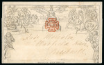 Stamp of Great Britain » 1840 Mulreadys & Caricatures 1841 (Feb 3) 1d Mulready lettersheet, stereo A219, sent from Reading