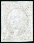 Stamp of United States 1847 10c black, good even margins, and 1851-57 1c blue type IV with interpane centre-line at left 
