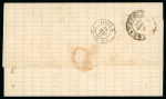 Stamp of Mexico 1877 (May 17) entire from Veracruz to Cuba with 1874-80 10c black and French 40c pair
