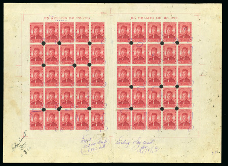 Stamp of Spain Spain 1930 airmails, original punch-holed proofsheets
