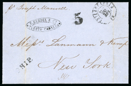 Stamp of Venezuela » Maritime Postal History 1861 (Mar 27) Entire letter sent from Puerrto Cabello