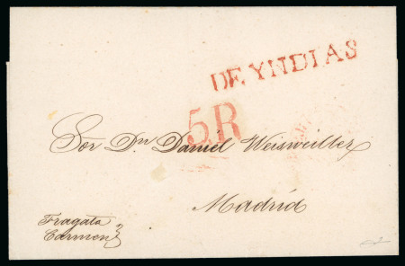 Stamp of Venezuela » Maritime Postal History 1845 (Feb) Wrapper sent from La Guaira to Madrid, endorsed
