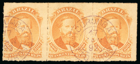 Stamp of Brazil » 1866-83 Dom Pedro » 1876 Roulette "Black Beard" Issue 1876, 500r orange, ; postmarks originating from the