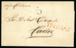 Stamp of Venezuela » Maritime Postal History 1852 Wrapper sent from La Guaira to Cadiz, endorsed
