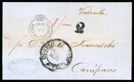Stamp of Venezuela » Maritime Postal History » Incoming Mail 1856 (July 28) Letter sent from Puerto Rico to Carupano,
