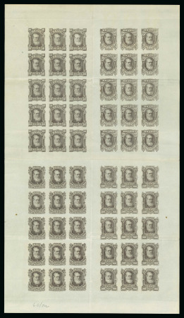 Stamp of Brazil » 1866-83 Dom Pedro » 1877-78 Roulette "White Beard" Issue 1877-78, 10r, 260r, 300r and 700r in composite lithographic plate proof sheet of 60