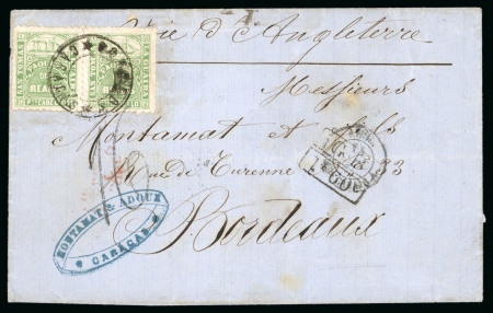 Stamp of Venezuela » St Thomas-La Guaira-Puerto Cabello - Robert Todd Issues 1864, Cover sent from Caracas to Bordeaux, franked