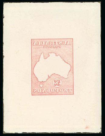 Stamp of Australia » Commonwealth of Australia 1913 Kangaroo £2 Sperati forgery, glass support cliché of the frame in red, with image reversed