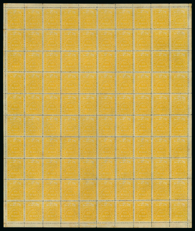 Stamp of Venezuela » St Thomas-La Guaira-Puerto Cabello - Robert Todd Issues 1864, Complete sheet of 100 2 Reale yellow La Guaira