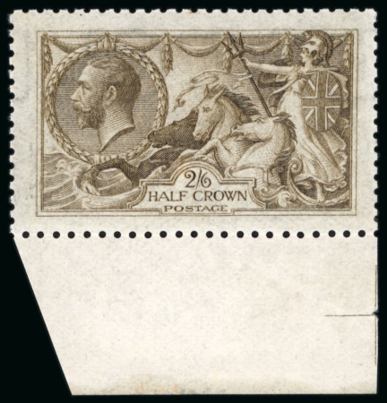 Stamp of Great Britain » King George V » 1913-19 Seahorse Issues 1915 De La Rue 2/6d. marginal example from the foot