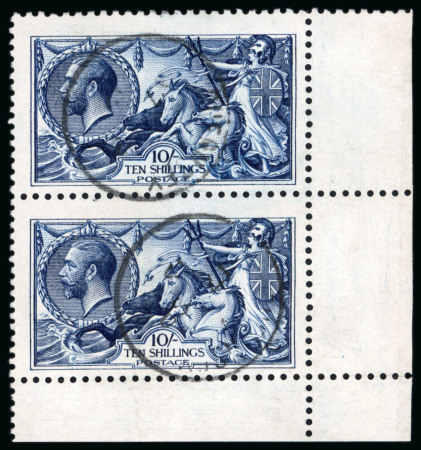 Stamp of Great Britain » King George V » 1913-19 Seahorse Issues 1913 Waterlow 10/- indigo vertical pair from the lower