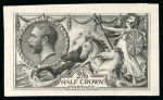 Stamp of Great Britain » King George V » 1913-19 Seahorse Issues 1913 Waterlow 2/6d. imperf. colour trial in black on